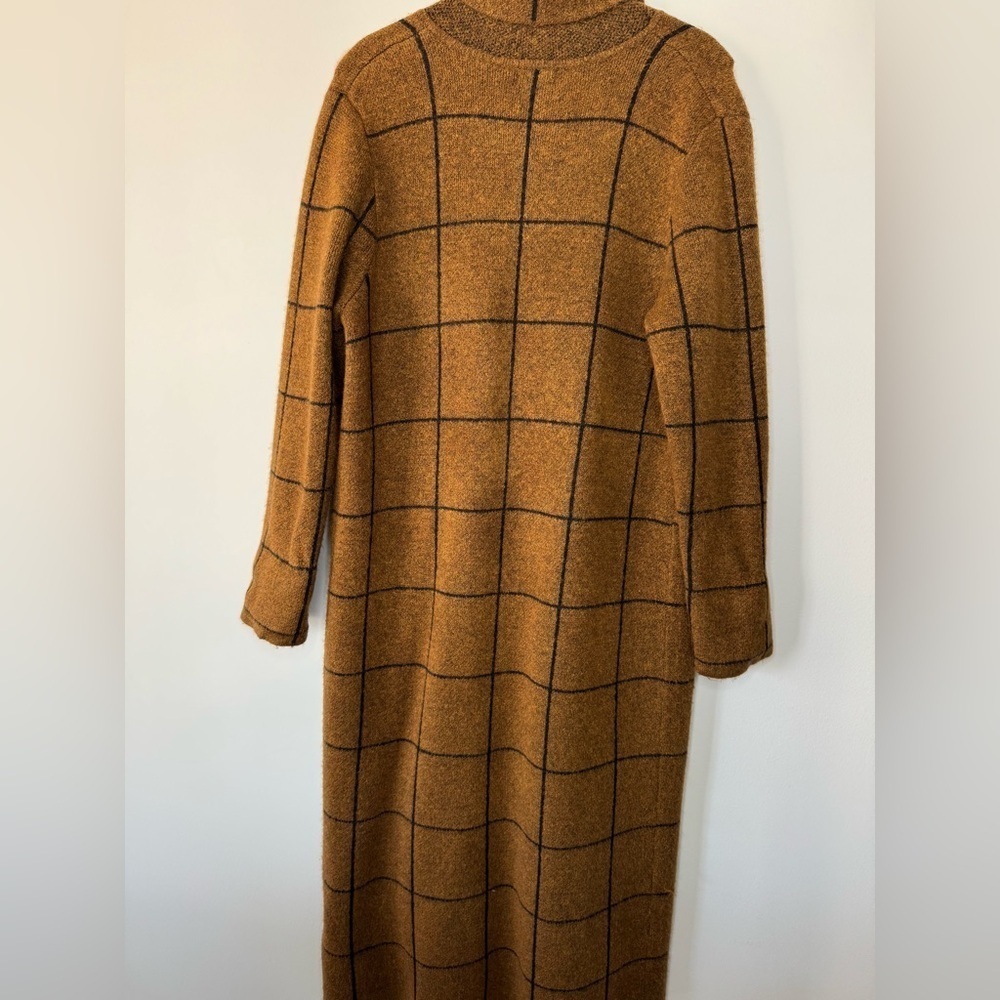 LINE Plaid Long Cardigan/Duster – Brown & Black Check - Size Medium - Picture 5 of 17